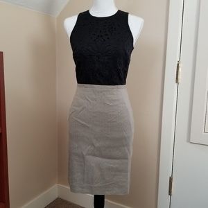 Ann Taylor silk sheath dress in black and tan